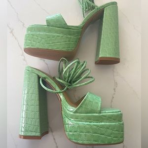 Simmi London ASOS Green Strappy Platform Heels